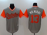 Baltimore Orioles #13 Manny Machado Mr. Miami Majestic Gray Players Weekend Mlb Jerseys,baseball caps,new era cap wholesale,wholesale hats