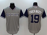 Colorado Rockies #19 Charlie Blackmon Chuck Nazty Gray Majestic Players Weekend Mlb Jerseys,baseball caps,new era cap wholesale,wholesale hats