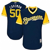 Milwaukee Brewers #50 Jacob Barnes Caveman Majestic Navy 2017 Players Weekend Jersey JiaSu,baseball caps,new era cap wholesale,wholesale hats