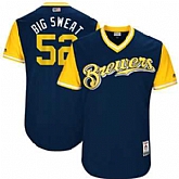 Milwaukee Brewers #52 Jimmy Nelson Big Sweat Majestic Navy 2017 Players Weekend Jersey JiaSu,baseball caps,new era cap wholesale,wholesale hats