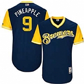 Milwaukee Brewers #9 Manny Pina Pineapple Majestic Navy 2017 Players Weekend Jersey JiaSu,baseball caps,new era cap wholesale,wholesale hats