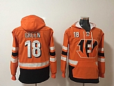 Cincinnati Bengals 18 A. J. Green Orange All Stitched Hooded Sweatshirt,baseball caps,new era cap wholesale,wholesale hats