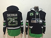 Seattle Seahawks 25 Richard Sherman Black All Stitched Hooded Sweatshirt,baseball caps,new era cap wholesale,wholesale hats