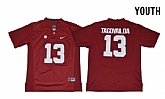 Youth Alabama Crimson Tide #13 Tua Tagovailoa Red With Diamond Logo College Football Jersey,baseball caps,new era cap wholesale,wholesale hats
