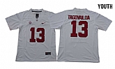 Youth Alabama Crimson Tide #13 Tua Tagovailoa White With Diamond Logo College Football Jersey,baseball caps,new era cap wholesale,wholesale hats