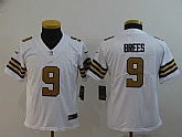 Youth Nike Saints 9 Drew Brees White Color Rush Limited Jersey,baseball caps,new era cap wholesale,wholesale hats