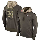 Nike Texans 24 Johnathan Joseph Men's Olive Salute To Service Pullover Hoodie,baseball caps,new era cap wholesale,wholesale hats