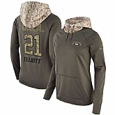 Women Nike Cowboys 21 Ezekiel Elliott Olive Salute To Service Pullover Hoodie,baseball caps,new era cap wholesale,wholesale hats