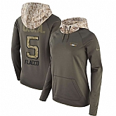 Women Nike Ravens 5 Joe Flacco Olive Salute To Service Pullover Hoodie,baseball caps,new era cap wholesale,wholesale hats