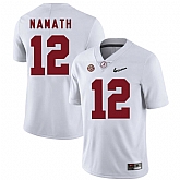 Alabama Crimson Tide 12 Joe Namath White With Diamond Logo College Football Jersey DingZhi,baseball caps,new era cap wholesale,wholesale hats