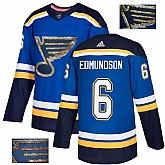 Blues 6 Joel Edmundson Blue Glittery Edition Adidas Jersey,baseball caps,new era cap wholesale,wholesale hats