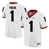 Georgia Bulldogs 1 Justin Fields White College Football Jersey DingZhi,baseball caps,new era cap wholesale,wholesale hats