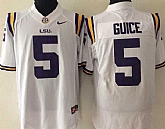 LSU Tigers 5 Derrius Guice White College Football Jersey,baseball caps,new era cap wholesale,wholesale hats