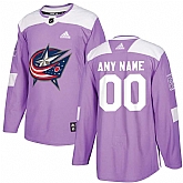 Men's Customized Columbus Blue Jackets Purple Adidas Hockey Fights Cancer Practice Jersey,baseball caps,new era cap wholesale,wholesale hats