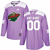 Men's Customized Minnesota Wild Purple Adidas Hockey Fights Cancer Practice Jersey,baseball caps,new era cap wholesale,wholesale hats