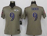 Women Nike Ravens 9 Justin Tucker Olive Salute To Service Limited Jersey,baseball caps,new era cap wholesale,wholesale hats