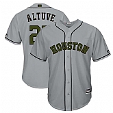 Astros 27 Jose Altuve Gray 2018 Memorial Day Cool Base Jersey,baseball caps,new era cap wholesale,wholesale hats