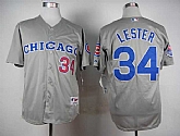 Cubs 34 Jon Lester Gray Throwback Baseball Jerseys,baseball caps,new era cap wholesale,wholesale hats