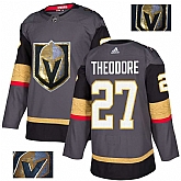 Vegas Golden Knights 27 Shea Theodore Gray With Special Glittery Logo Adidas Jersey,baseball caps,new era cap wholesale,wholesale hats