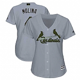 Women Cardinals 4 Yadier Molina Gray 2018 Memorial Day Cool Base Jersey,baseball caps,new era cap wholesale,wholesale hats