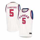 Kansas Jayhawks 5 Keith Langford Cream Throwback College Basketball Jersey Dzhi,baseball caps,new era cap wholesale,wholesale hats