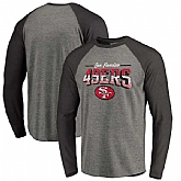 San Francisco 49ers NFL Pro Line by Fanatics Branded Throwback Collection Season Ticket Long Sleeve Tri-Blend Raglan T-Shirt - Heathered Gray Black,baseball caps,new era cap wholesale,wholesale hats