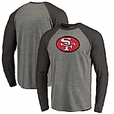 San Francisco 49ers NFL Pro Line by Fanatics Branded Throwback Logo Big & Tall Long Sleeve Tri-Blend Raglan T-Shirt - Gray Black,baseball caps,new era cap wholesale,wholesale hats