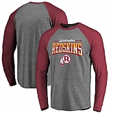 Washington Redskins NFL Pro Line by Fanatics Branded Throwback Collection Season Ticket II Long Sleeve Tri-Blend Raglan T-Shirt - Heather Gray Burgundy,baseball caps,new era cap wholesale,wholesale hats
