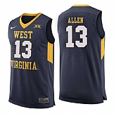 West Virginia Mountaineers 13 Teddy Allen Navy College Basketball Jersey Dzhi,baseball caps,new era cap wholesale,wholesale hats