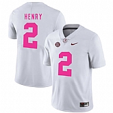 Alabama Crimson Tide 2 Derrick Henry White 2018 Breast Cancer Awareness College Football Jersey DingZhi,baseball caps,new era cap wholesale,wholesale hats