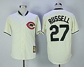 Cubs 27 Addison Russell Cream Throwback Baseball Jerseys,baseball caps,new era cap wholesale,wholesale hats