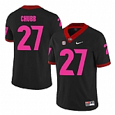 Georgia Bulldogs 27 Nick Chubb Black 2018 Breast Cancer Awareness College Football Jersey DingZhi,baseball caps,new era cap wholesale,wholesale hats