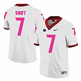 Georgia Bulldogs 7 D'Andre Swift White 2018 Breast Cancer Awareness College Football Jersey DingZhi,baseball caps,new era cap wholesale,wholesale hats