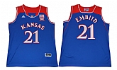 Kansas Jayhawks 21 Joel Embiid Blue College Basketball Stitched NBA Jersey,baseball caps,new era cap wholesale,wholesale hats