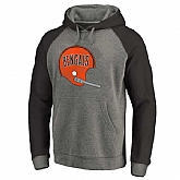 Cincinnati Bengals NFL Pro Line by Fanatics Branded Gray  Black Throwback Logo Tri-Blend Raglan Pullover Hoodie 90Hou,baseball caps,new era cap wholesale,wholesale hats