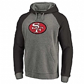 San Francisco 49ers NFL Pro Line by Fanatics Branded Gray Black Throwback Logo Big & Tall Tri-Blend Raglan Pullover Hoodie 90Hou,baseball caps,new era cap wholesale,wholesale hats