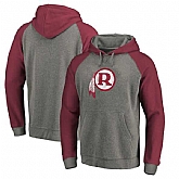 Washington Redskins NFL Pro Line by Fanatics Branded Gray Burgundy Throwback Logo Big Tall Tri Blend Raglan Pullover Hoodie 90Hou,baseball caps,new era cap wholesale,wholesale hats