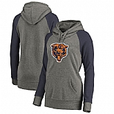 Women Chicago Bears NFL Pro Line by Fanatics Branded Throwback Logo Tri-Blend Raglan Plus Size Pullover Hoodie - GrayNavy,baseball caps,new era cap wholesale,wholesale hats