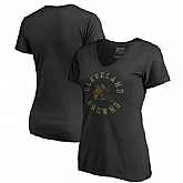 Women Cleveland Browns NFL Pro Line by Fanatics Branded Camo Collection Liberty Plus Size V Neck T-Shirt Black,baseball caps,new era cap wholesale,wholesale hats