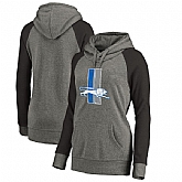 Women Detroit Lions NFL Pro Line by Fanatics Branded Throwback Logo Tri-Blend Raglan Plus Size Pullover Hoodie - GrayBlack,baseball caps,new era cap wholesale,wholesale hats
