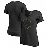 Women Houston Texans NFL Pro Line by Fanatics Branded Camo Collection Liberty Plus Size V Neck T-Shirt Black,baseball caps,new era cap wholesale,wholesale hats