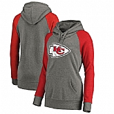 Women Kansas City Chiefs NFL Pro Line by Fanatics Branded Throwback Logo Tri-Blend Raglan Plus Size Pullover Hoodie - GrayRed,baseball caps,new era cap wholesale,wholesale hats