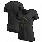 Women Los Angeles Rams NFL Pro Line by Fanatics Branded Camo Collection Liberty Plus Size V Neck T-Shirt Black,baseball caps,new era cap wholesale,wholesale hats