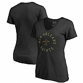 Women New Orleans Saints NFL Pro Line by Fanatics Branded Camo Collection Liberty Plus Size V Neck T-Shirt Black,baseball caps,new era cap wholesale,wholesale hats