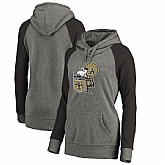 Women New Orleans Saints NFL Pro Line by Fanatics Branded Throwback Logo Tri-Blend Raglan Plus Size Pullover Hoodie - GrayBlack,baseball caps,new era cap wholesale,wholesale hats