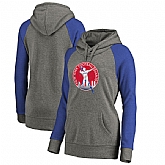 Women New York Giants NFL Pro Line by Fanatics Branded Throwback Logo Tri-Blend Raglan Plus Size Pullover Hoodie - GrayRoyal,baseball caps,new era cap wholesale,wholesale hats