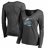Women Philadelphia Eagles NFL Pro Line by Fanatics Branded Heather Charcoal Super Bowl LII Champions Long Sleeve V Neck T Shirt,baseball caps,new era cap wholesale,wholesale hats