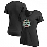Women Pittsburgh Steelers NFL Pro Line by Fanatics Branded Lovely Plus Size V Neck T-Shirt Black,baseball caps,new era cap wholesale,wholesale hats