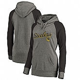 Women Pittsburgh Steelers NFL Pro Line by Fanatics Branded Timeless Collection Rising Script Plus Size Tri-Blend Hoodie - Ash,baseball caps,new era cap wholesale,wholesale hats
