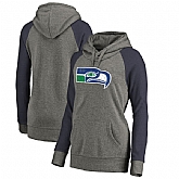 Women Seattle Seahawks NFL Pro Line by Fanatics Branded Throwback Logo Tri-Blend Raglan Plus Size Pullover Hoodie - GrayCollege Navy,baseball caps,new era cap wholesale,wholesale hats